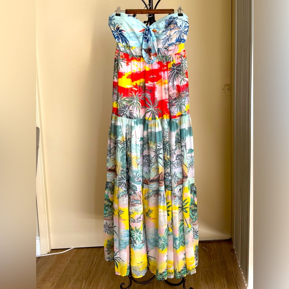 Tropical Strapless Maxi Dress